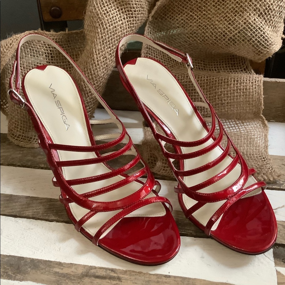 Via Spiga Red Strappy Heels